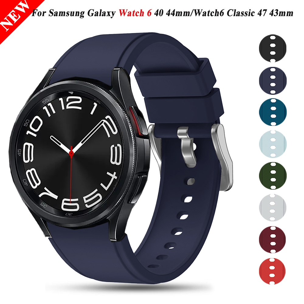 Dây đeo silicon thể thao cho Samsung Galaxy Watch 6 44mm 40mm Phụ kiện Dây đeo đồng hồ Vòng đeo tay 