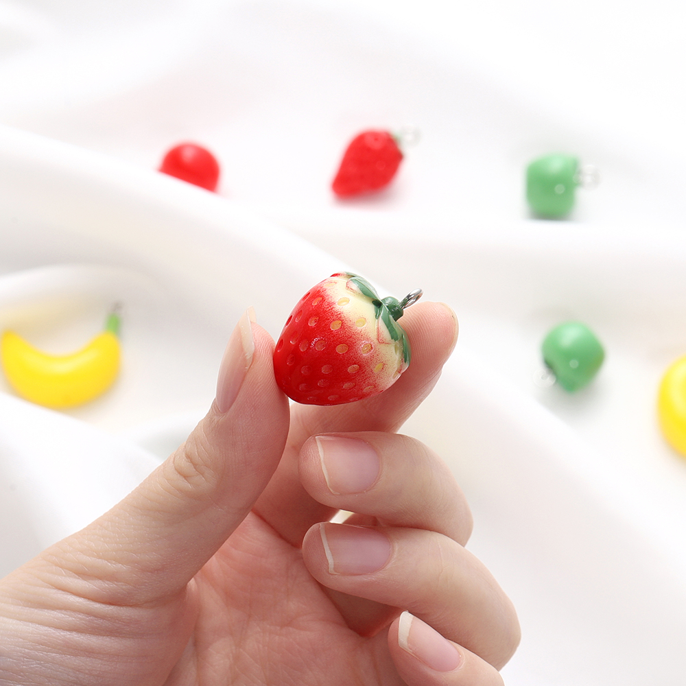 Bộ 2 Mặt Dây Chuyền Hình Trái Cây Bằng Resin DIY