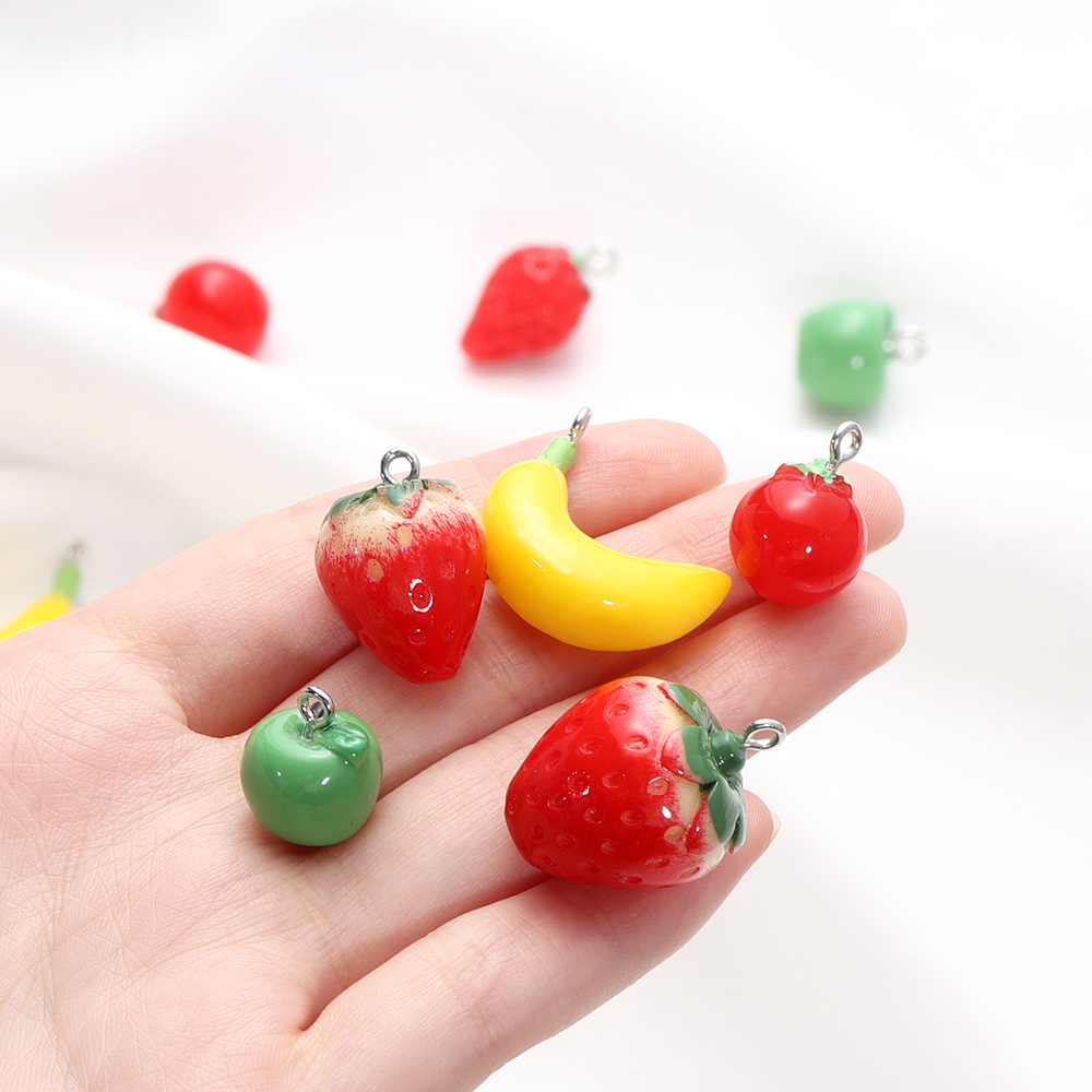 Bộ 2 Mặt Dây Chuyền Hình Trái Cây Bằng Resin DIY