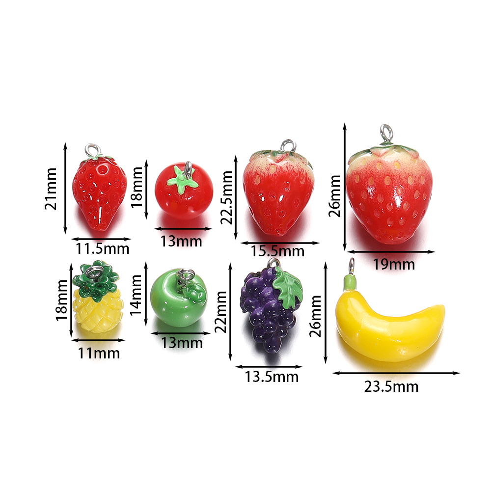 Bộ 2 Mặt Dây Chuyền Hình Trái Cây Bằng Resin DIY