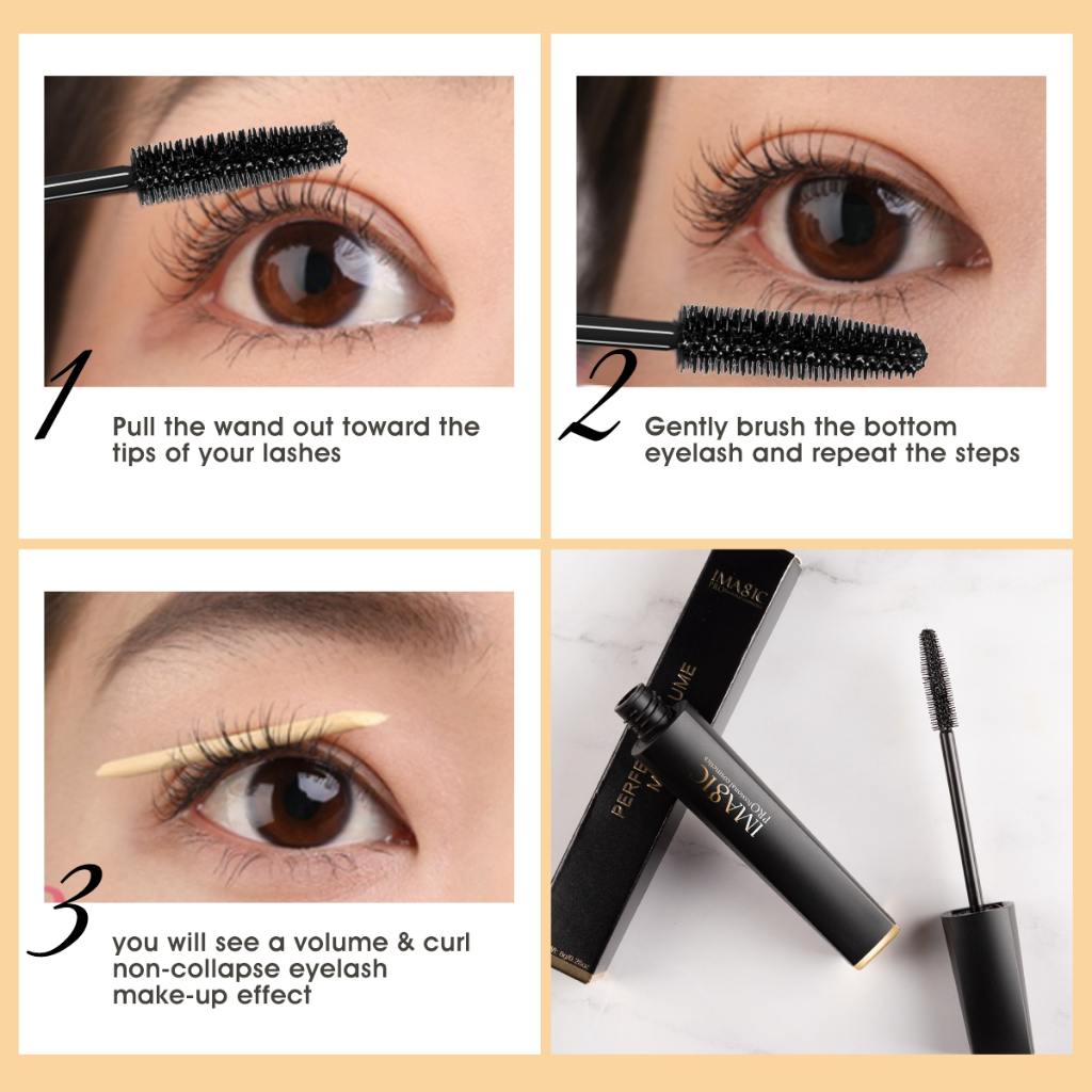 Imagic gel chống thấm nước chuyên nghiệp mascara lông mi dày mi dài xoăn tự nhiên / trang điểm mắt mỹ phẩm