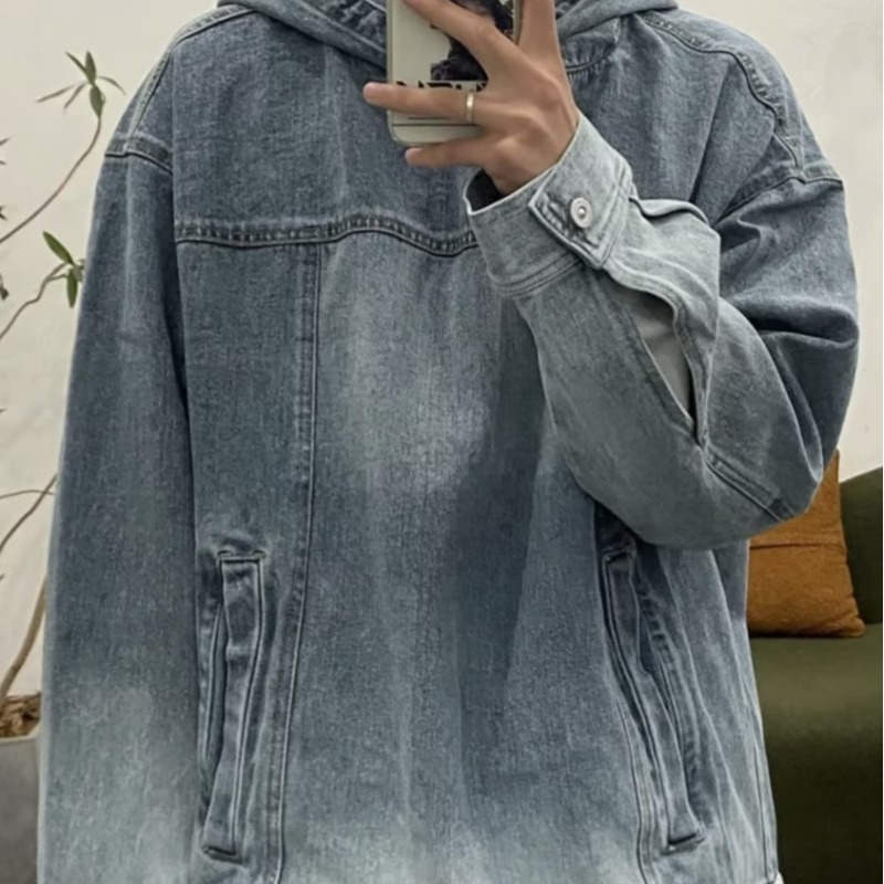 Áo len nam thời trang thiết kế niche sense tops loose casual all-match washed denim sweaters