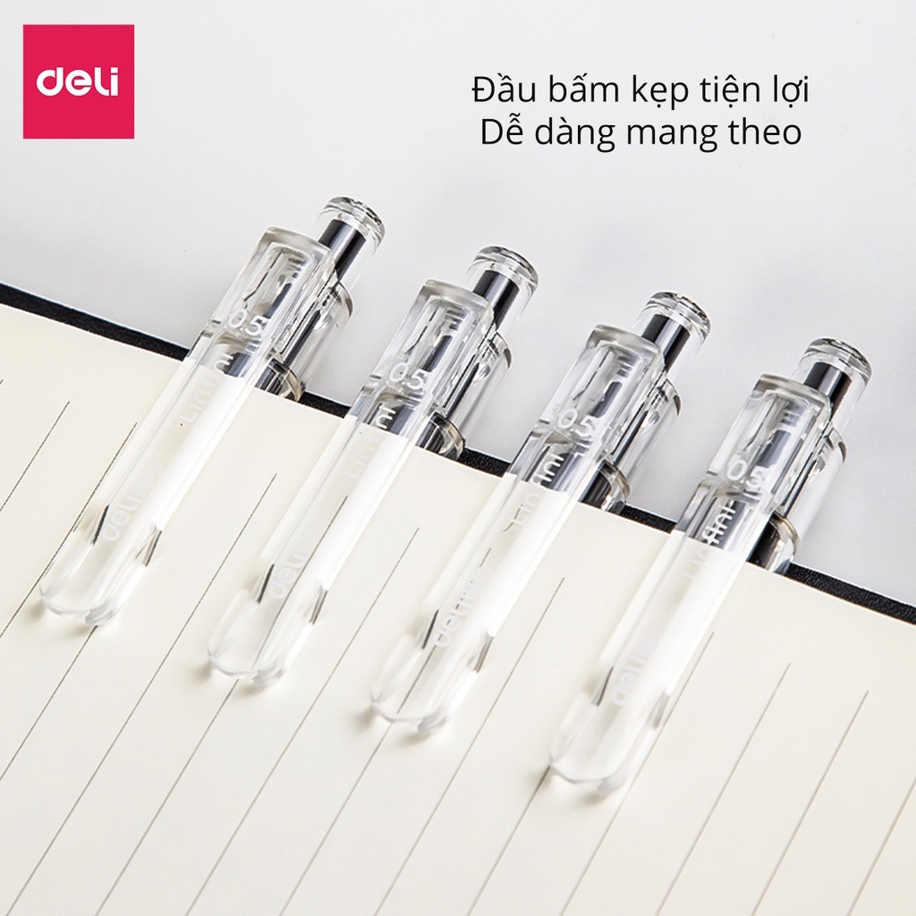Deli A575 0.5mm bút gel màu đen đỏ đen bút mực học sinh bút viết trơn trường cung cấp văn phòng