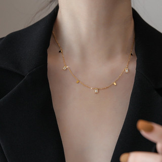  Dây Chuyền Bằng Thép Titan Mạ Vàng 18K Đính Đá Sang Trọng Cho Nữ 
