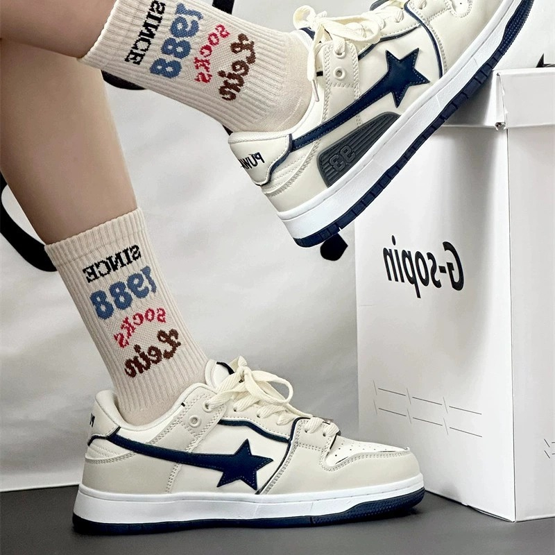 Giày Thể Thao Màu Sắc Tương Phản Phong Cách Hong Kong Cho Nữ