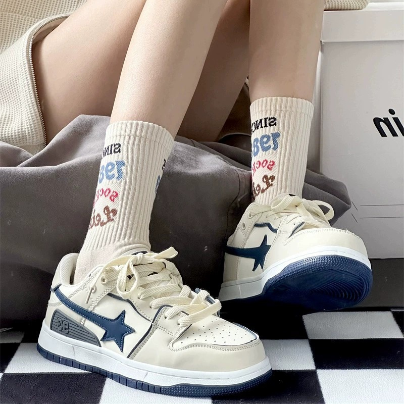 Giày Thể Thao Màu Sắc Tương Phản Phong Cách Hong Kong Cho Nữ