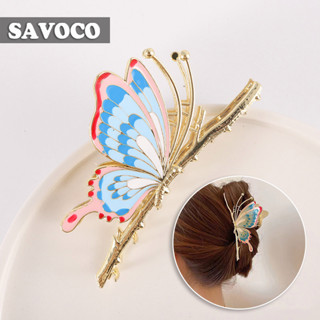 SAVOCO Thời trang Hàn Quốc Kim loại Nhiều màu Bướm Kẹp tóc Ins Kẹp tóc Nữ Mũ đội đầu Tính khí Kẹp bắt cá mập cho phụ nữ Phụ kiện tóc SC029