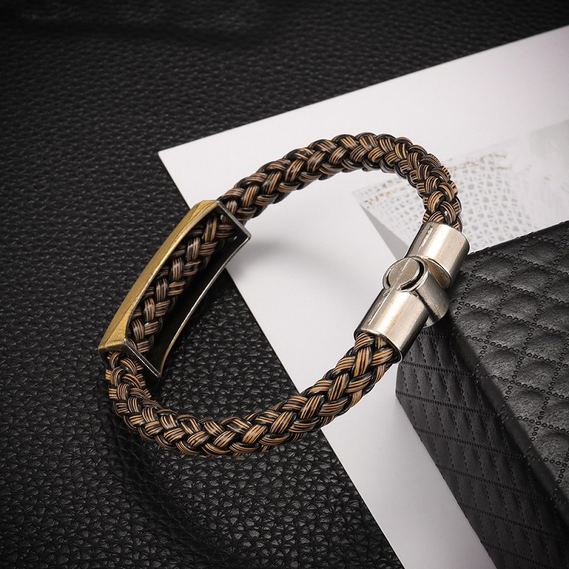 Vòng Tay Da Bện Phong Cách Hip hop Punk Cổ Điển Thời Trang Cho Nam