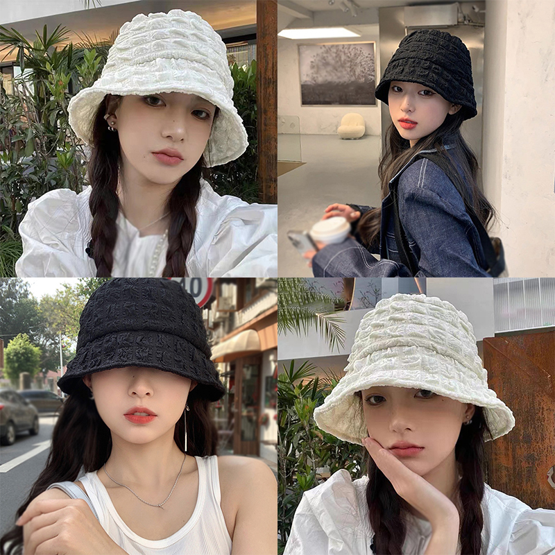 Mũ nữ thiết kế phong cách tối giản cảm giác màu rắn mũ xô seersucker