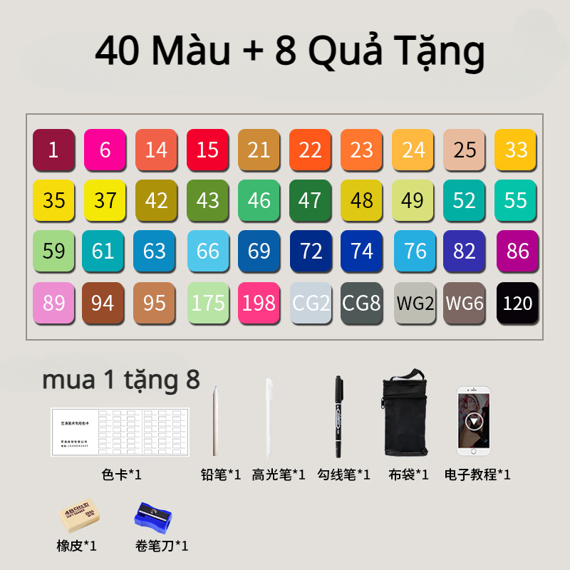 Bút Marker brush Đánh Dấu 2 Đầu Bút Vẽ Tranh Màu Nước 24/36/60/80 Màu Bút Màu Dạ Cho Học Sinh Và Trẻ Em Bút  touch