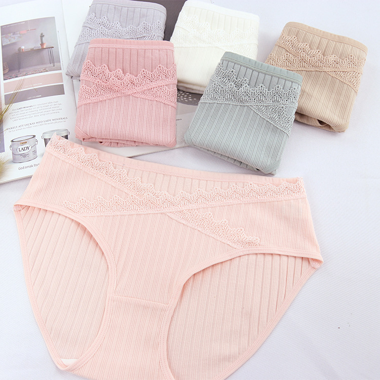 Chung đồ lót nữ eo thấp sau sinh lụa cotton thoáng khí dưới vết sưng quần lót thai sản