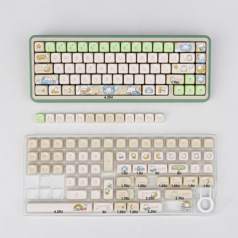 Gmk space rabbit 143 key pbt keycaps dye thăng hoa moa rất cao cho bàn phím cơ mũ nóng cá tính dễ thương phù hợp với 64/67/84