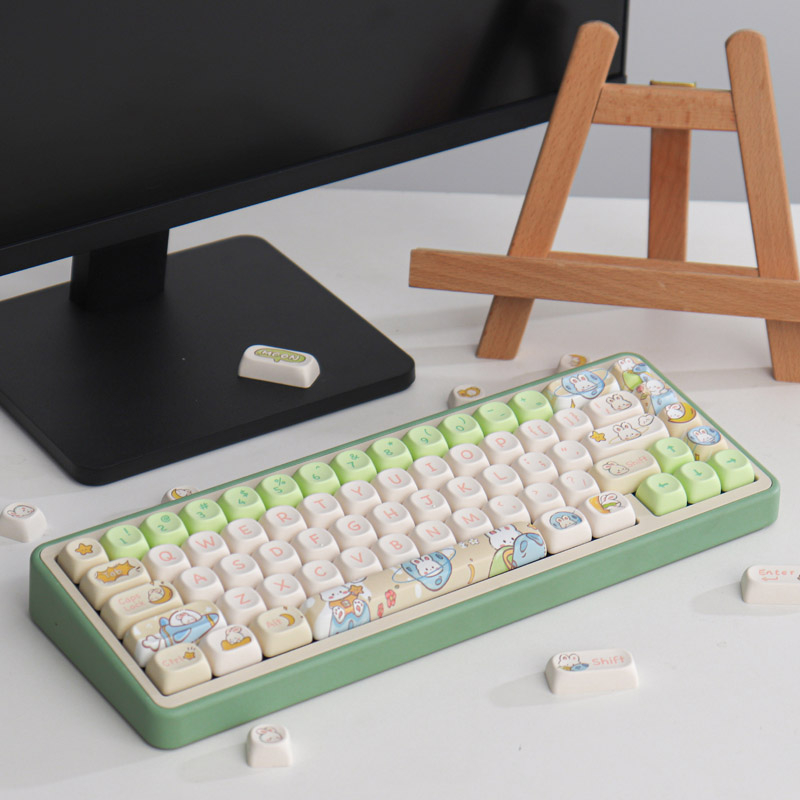Gmk space rabbit 143 key pbt keycaps dye thăng hoa moa rất cao cho bàn phím cơ mũ nóng cá tính dễ thương phù hợp với 64/67/84
