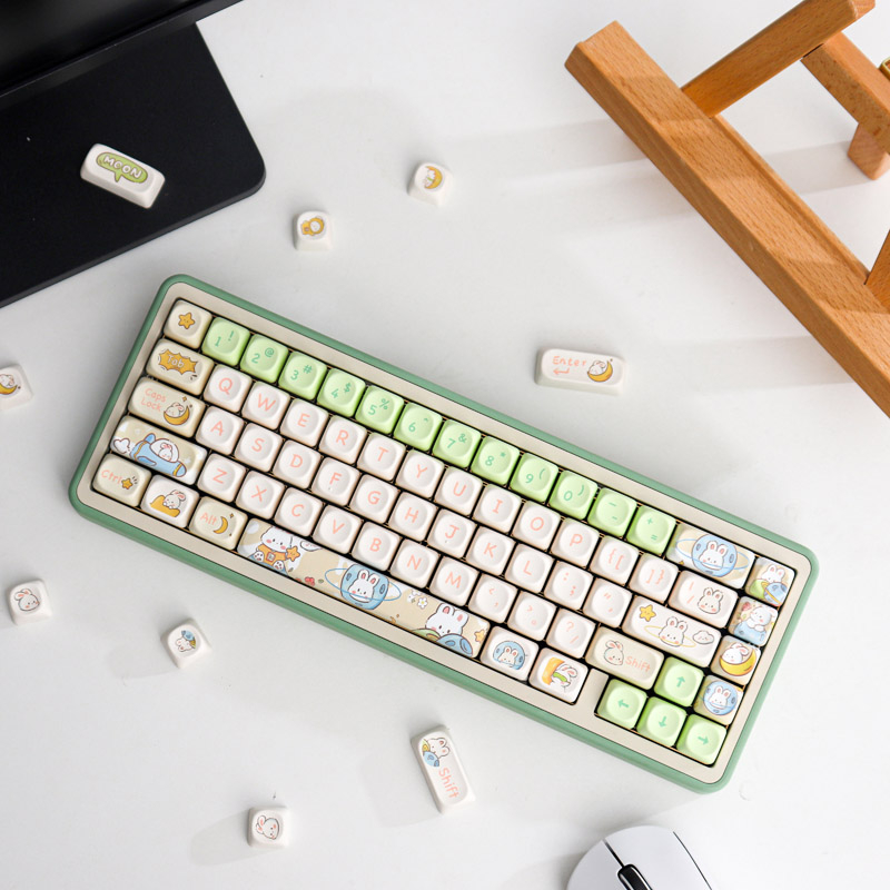 Gmk space rabbit 143 key pbt keycaps dye thăng hoa moa rất cao cho bàn phím cơ mũ nóng cá tính dễ thương phù hợp với 64/67/84