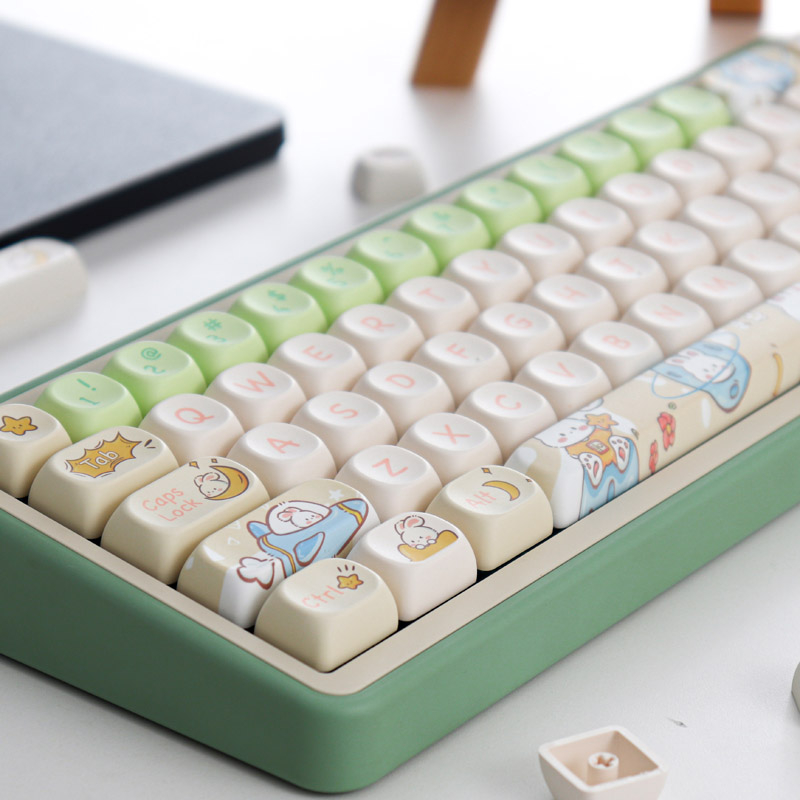 Gmk space rabbit 143 key pbt keycaps dye thăng hoa moa rất cao cho bàn phím cơ mũ nóng cá tính dễ thương phù hợp với 64/67/84
