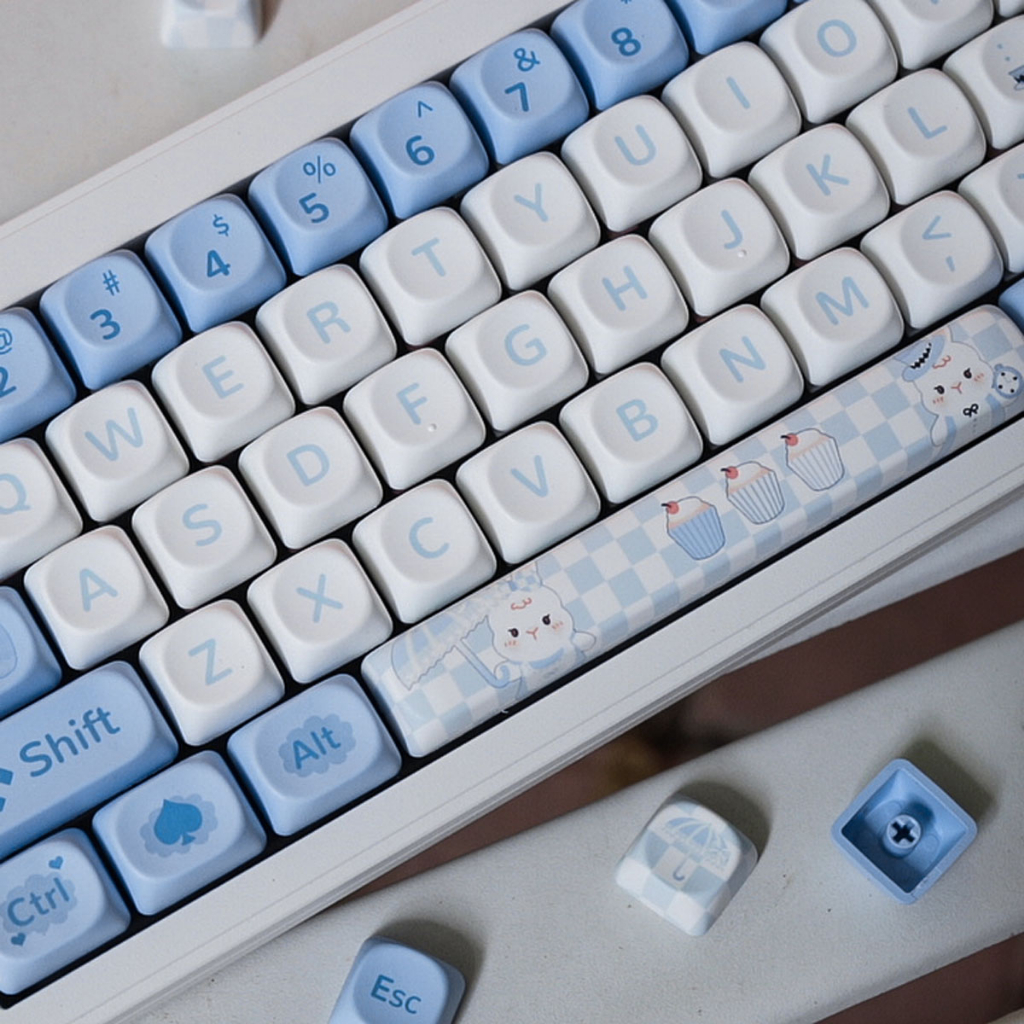 Gmk alice rabbit 145 key pbt keycaps dye thăng hoa moa rất cao cho bàn phím cơ mũ nóng dễ thương cá tính phù hợp 64/67/84
