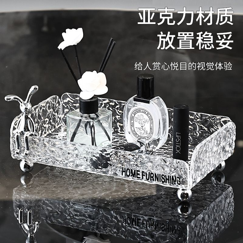 Khay trang điểm trưng bày phòng tắm vanity cho trang sức nước hoa chăm sóc da Kệ để đồ phòng tắm 2 tầng Acrylic kệ mỹ phẩm để bàn trong suốt