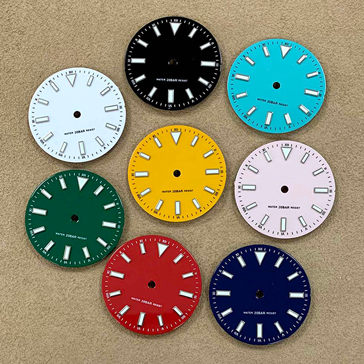 Phụ kiện đồng hồ quay số tráng men màu xanh lá cây 28,5mm cho nhật bản nh35 / nh36 movement
