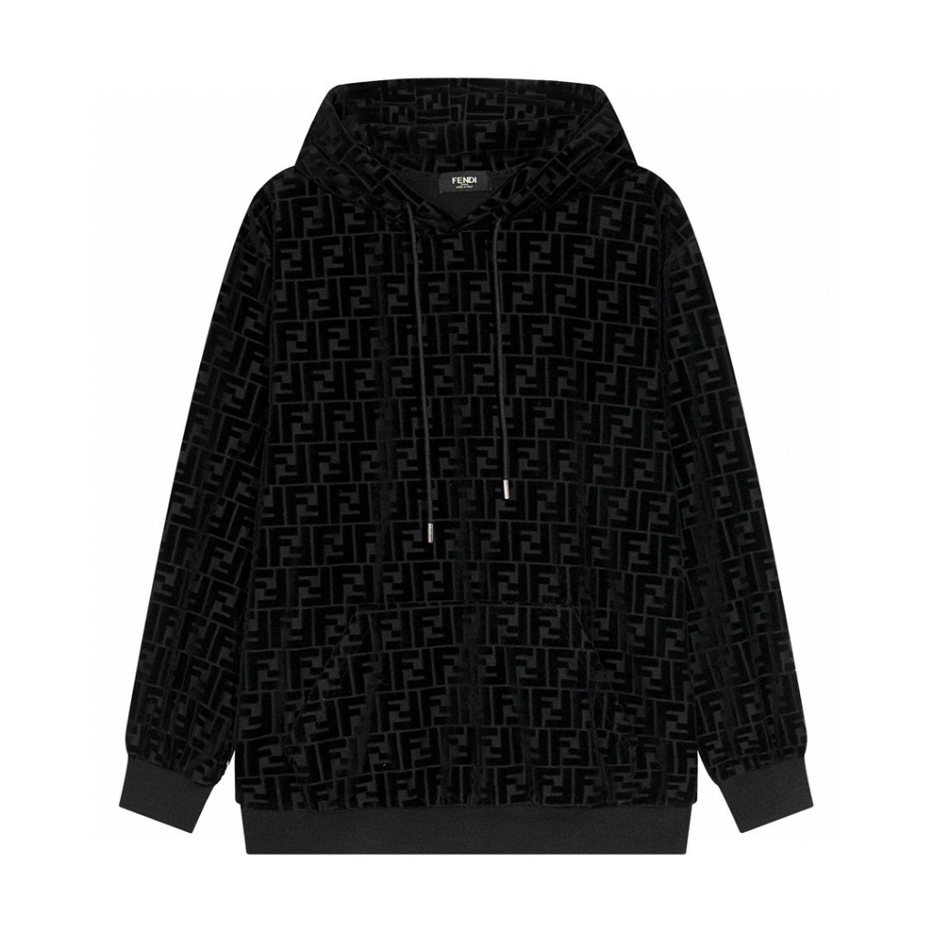 Thời trang ff thư flocked chữ nhung hoodie thường dài tay áo trùm đầu