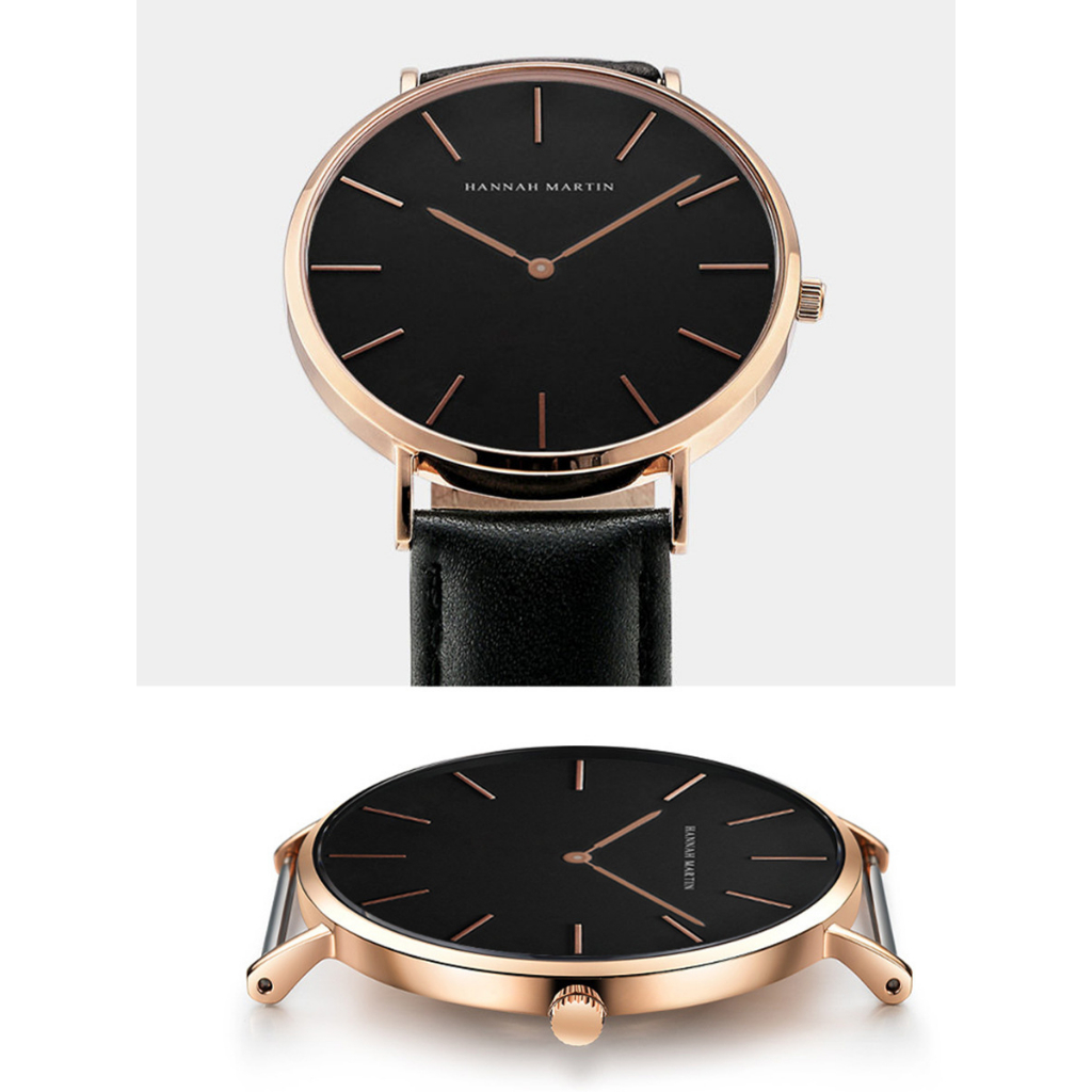 Hannah martin casual watch nam sports quartz đồng hồ đeo tay bằng da không thấm nước đồng hồ đeo tay đồng hồ đeo tay
