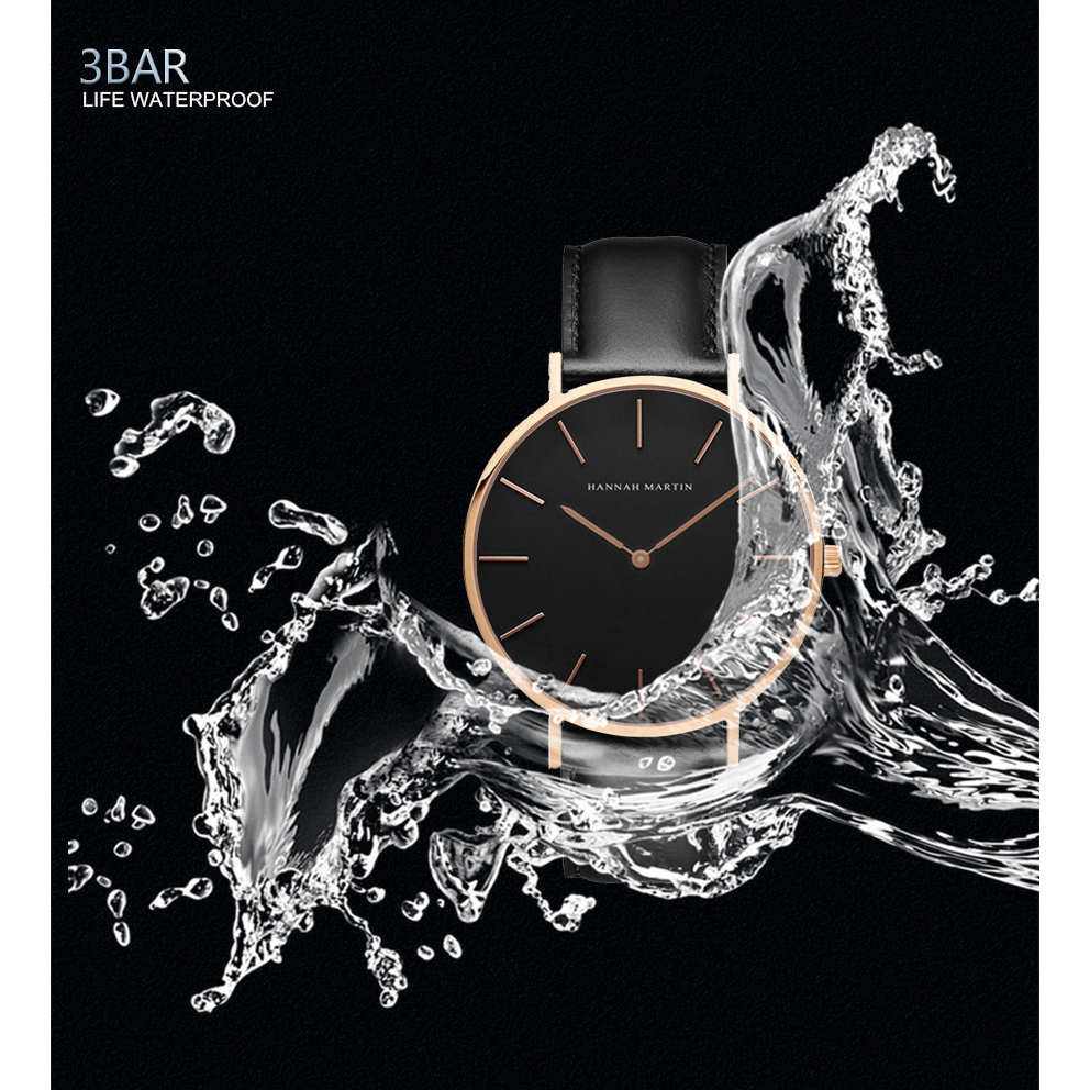 Hannah martin casual watch nam sports quartz đồng hồ đeo tay bằng da không thấm nước đồng hồ đeo tay đồng hồ đeo tay