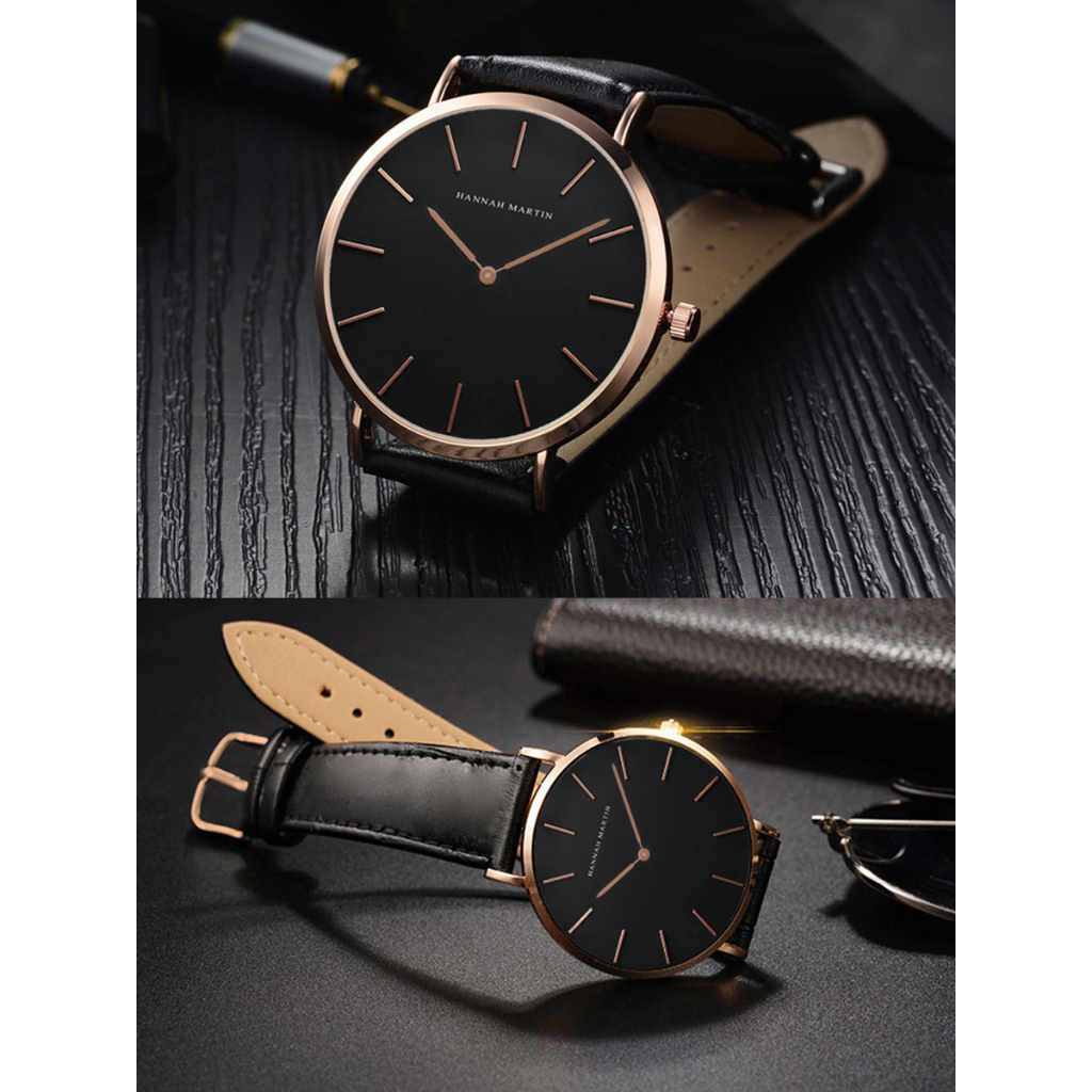 Hannah martin casual watch nam sports quartz đồng hồ đeo tay bằng da không thấm nước đồng hồ đeo tay đồng hồ đeo tay