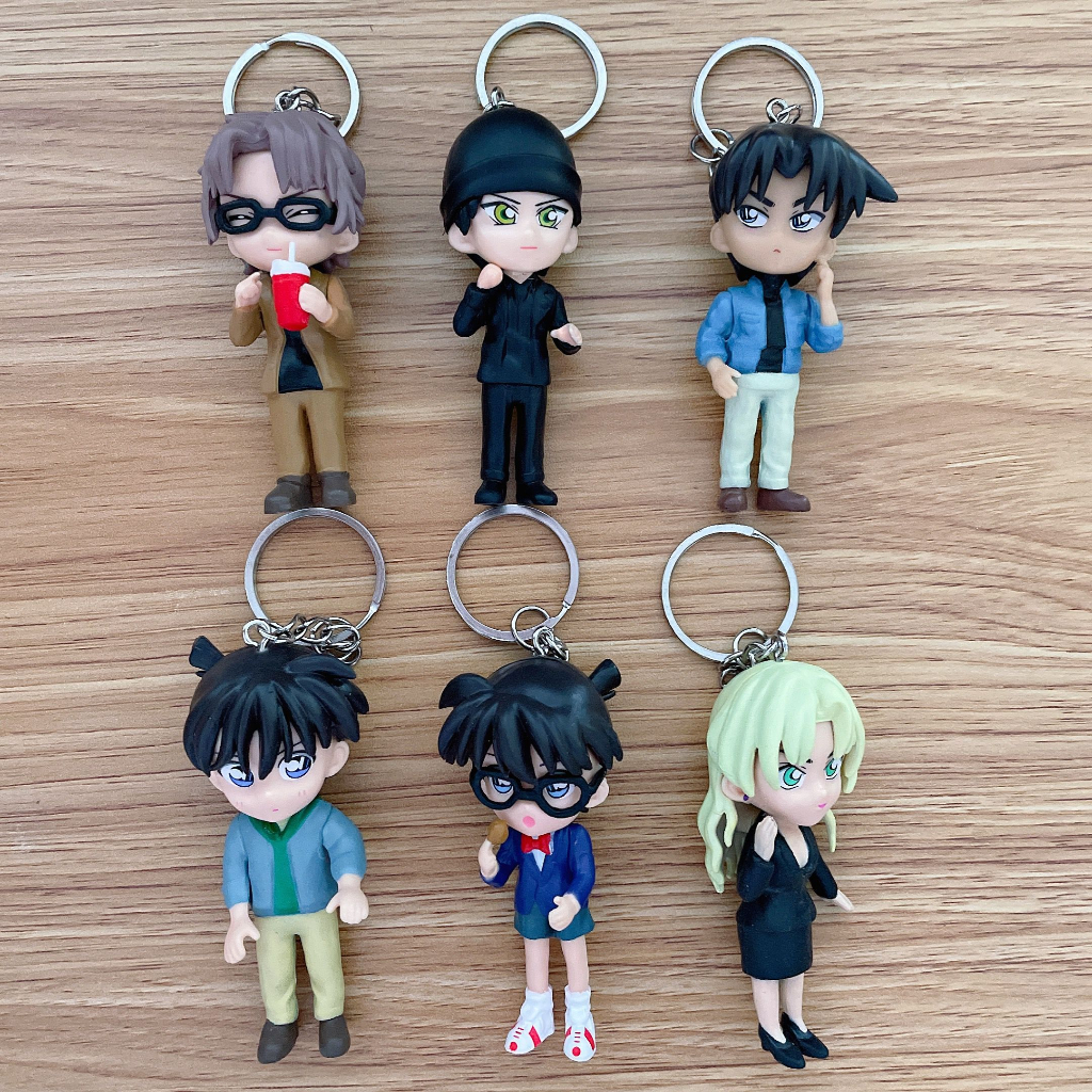 12 cái / bộ 6 cm anime thám tử lừng danh conan keychain bag mặt dây chuyền hình hoạt hình người giữ chìa khóa trẻ em người hâm mộ quà tặng sinh nhật
