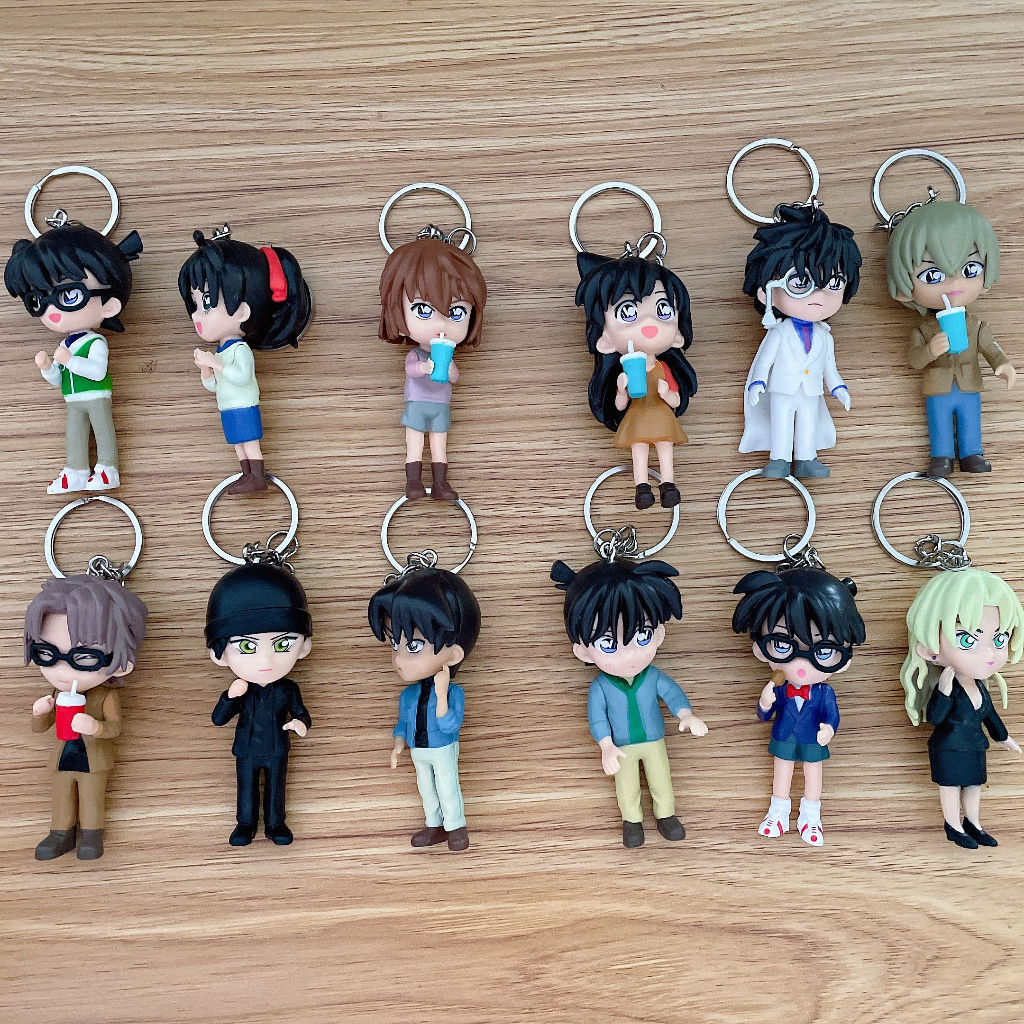 12 cái / bộ 6 cm anime thám tử lừng danh conan keychain bag mặt dây chuyền hình hoạt hình người giữ chìa khóa trẻ em người hâm mộ quà tặng sinh nhật