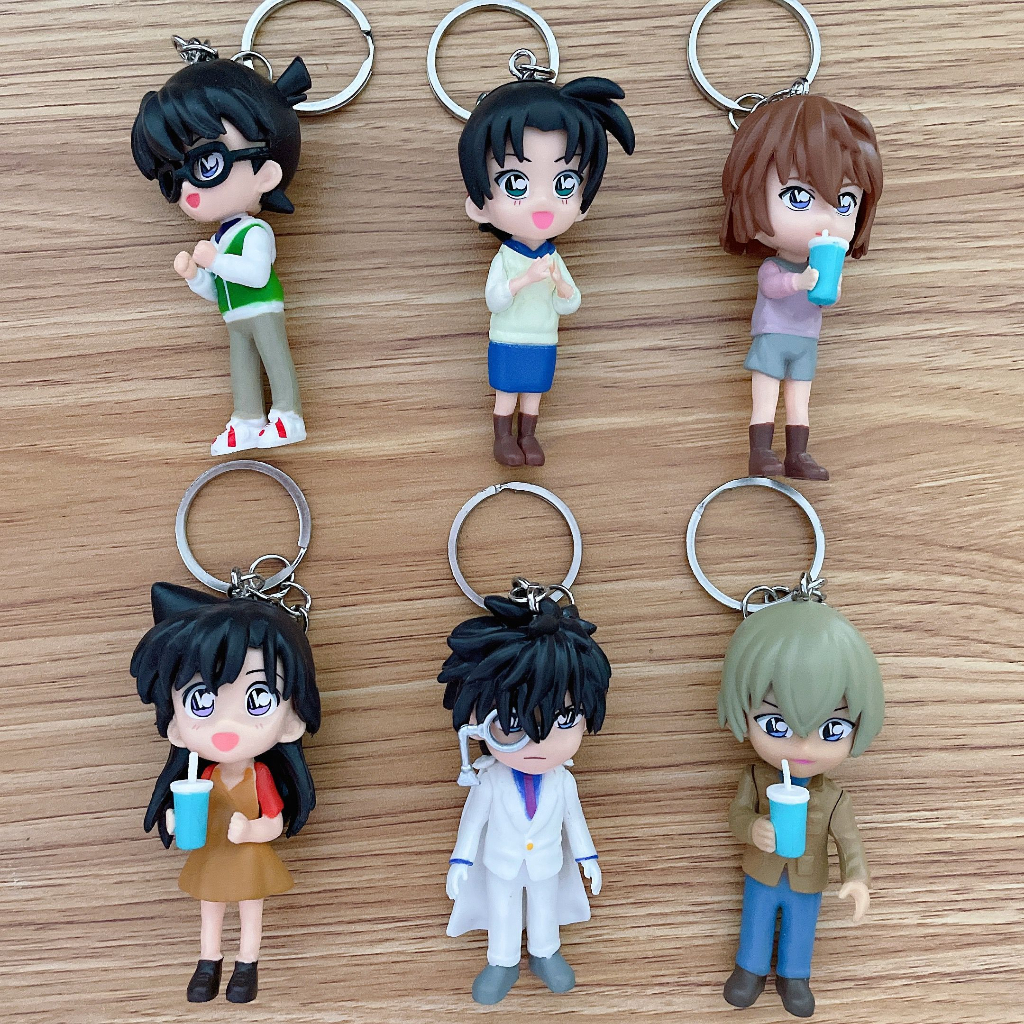 12 cái / bộ 6 cm anime thám tử lừng danh conan keychain bag mặt dây chuyền hình hoạt hình người giữ chìa khóa trẻ em người hâm mộ quà tặng sinh nhật