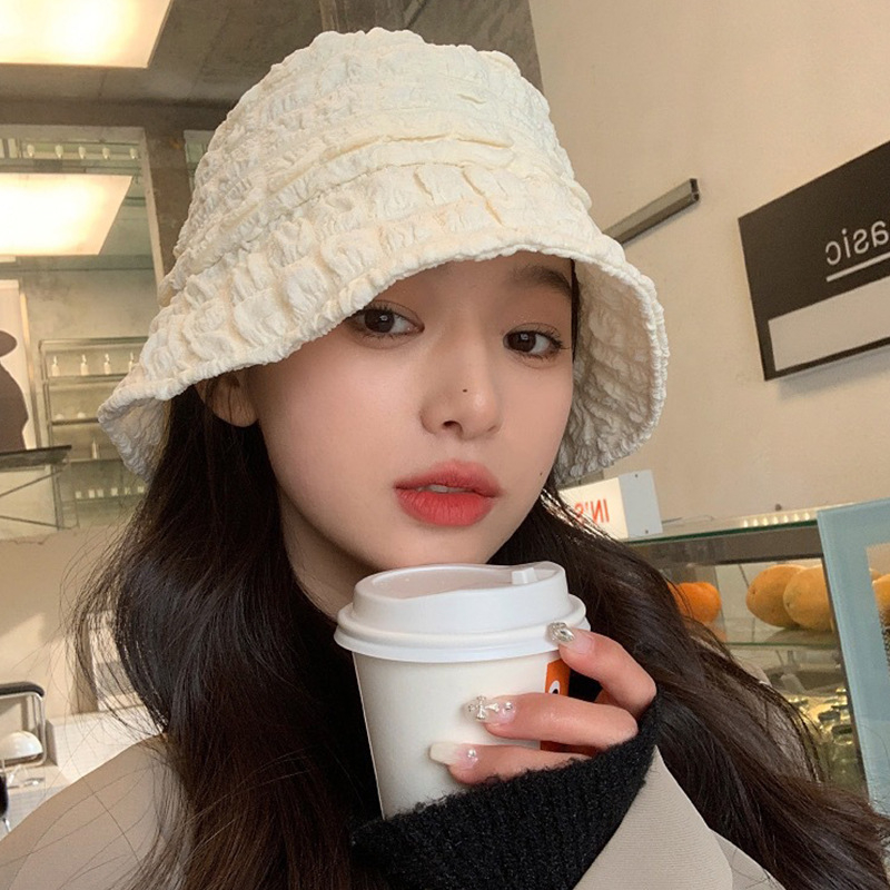 Mũ nữ thiết kế phong cách tối giản cảm giác màu rắn mũ xô seersucker