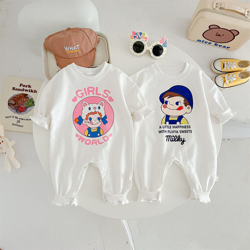 Bộ Áo Liền Quần Dài Tay Thời Trang Mùa Thu Cho Bé