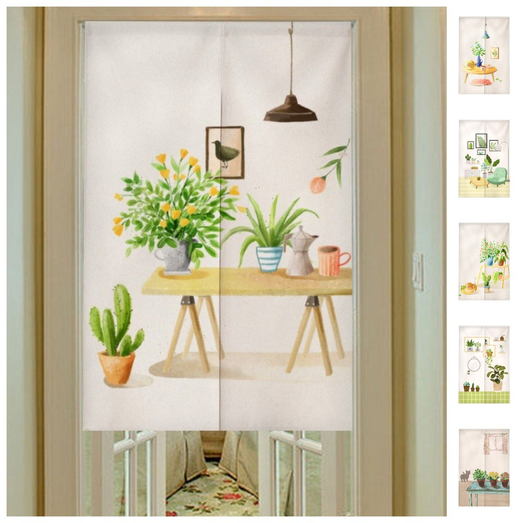Rèm cửa phong cách nhật bản cho phòng vách ngăn rèm cửa velcro băng không có đinh dễ dàng lắp đặt rèm cửa phòng dài cho nhà bếp