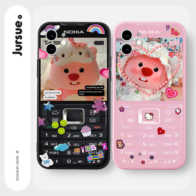 Ốp lưng JURSUE mềm hoạt hình cặp đôi dễ thương đẹp cho iPhone 15 14 13 12 11 Pro Max SE 2020 X XR XS 8 7 ip 6S 6 Plus Y3997