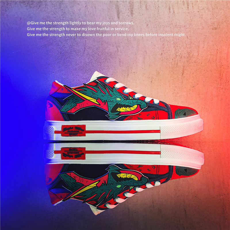 Anime ninja naru canvas sneakers low top casual shoes cho trẻ em thanh niên nam