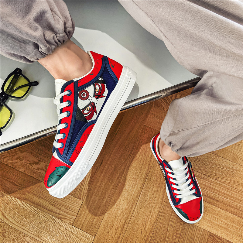 Anime ninja naru canvas sneakers low top casual shoes cho trẻ em thanh niên nam