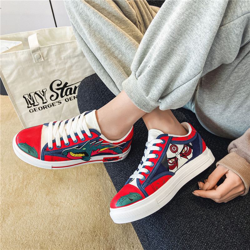 Anime ninja naru canvas sneakers low top casual shoes cho trẻ em thanh niên nam