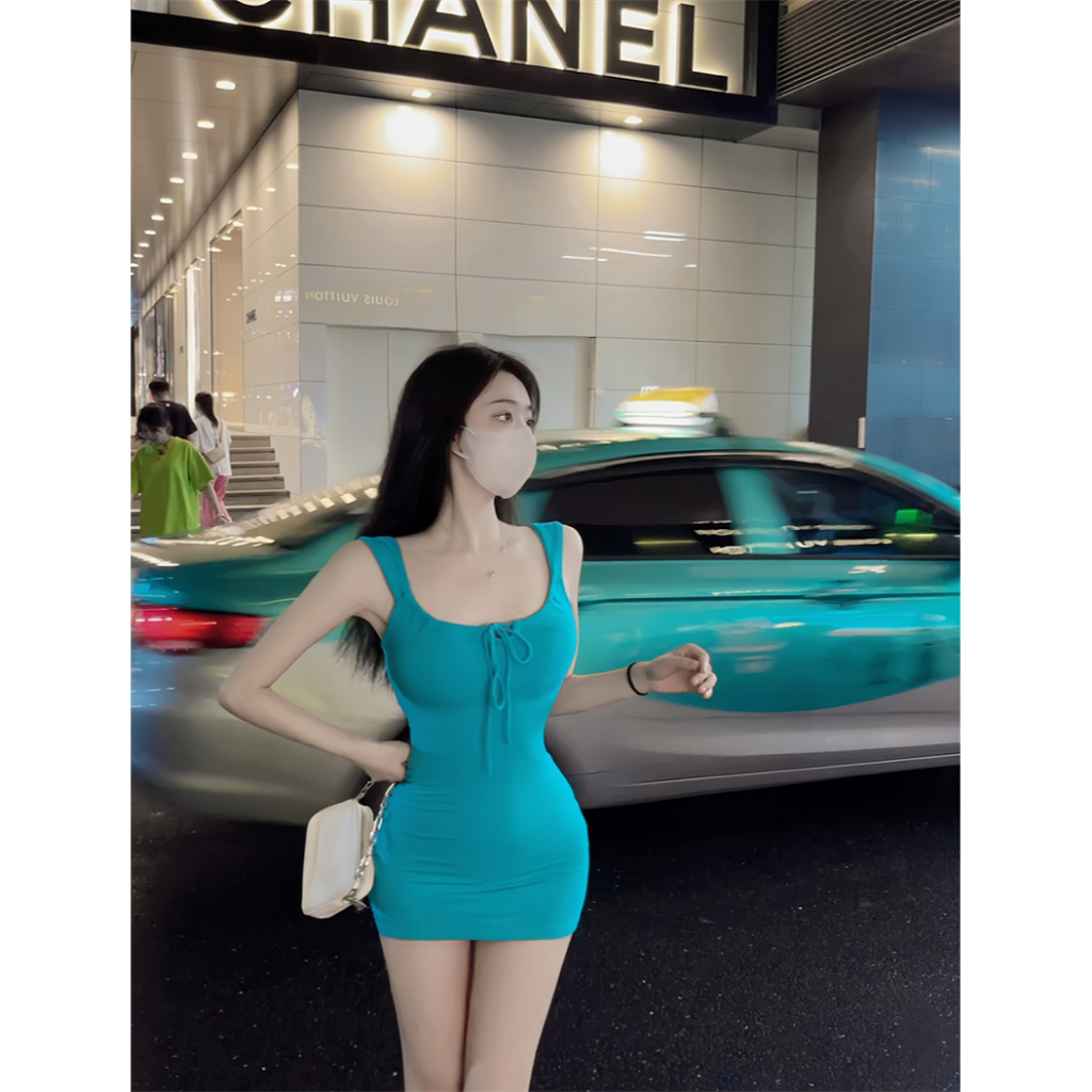 【COLORBLLIND】Dây rút gợi cảm nơ vest tinh khiết mong muốn quấn mông trông mỏng hơn
