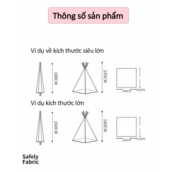 1.6m / 1.8m Lều Đồ Chơi Hình Lâu Đài Cho Bé