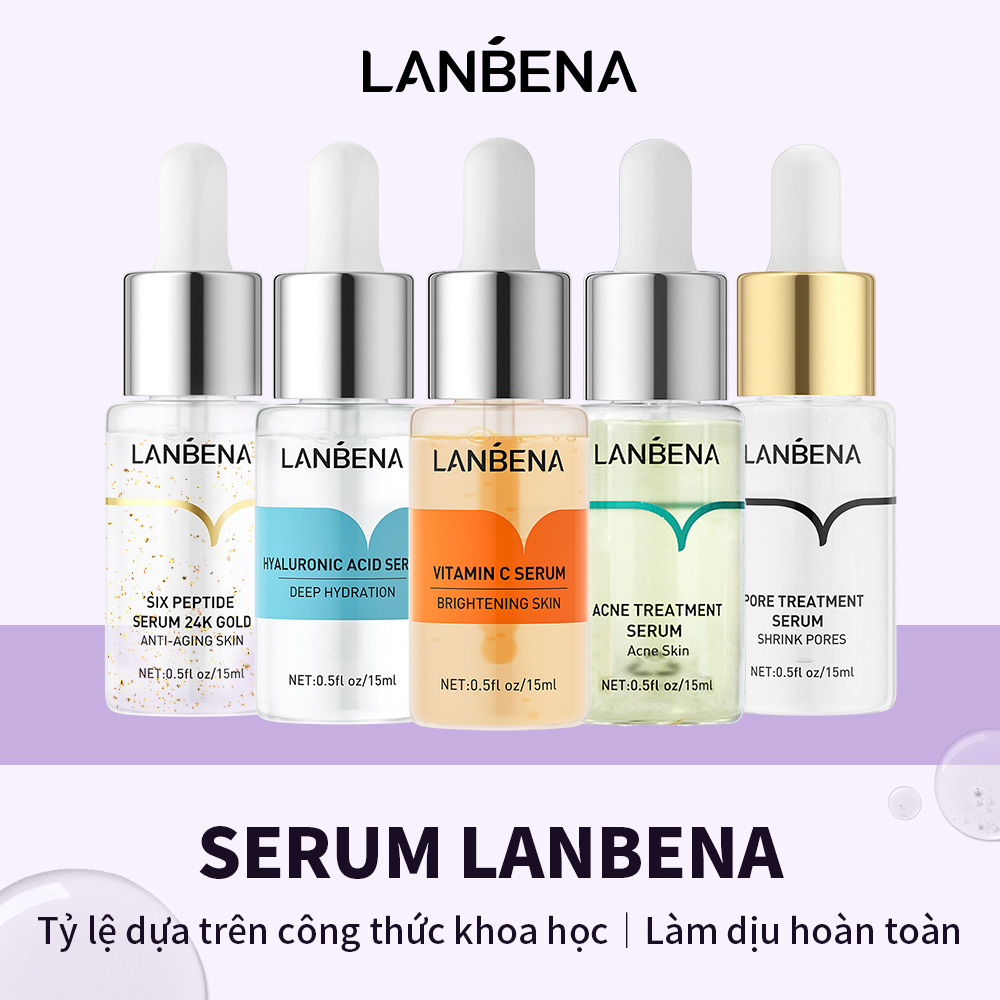 Serum LANBENA Vitamin C/6 peptide/ axit hyaluronic/vàng 24K 15ml cao cấp