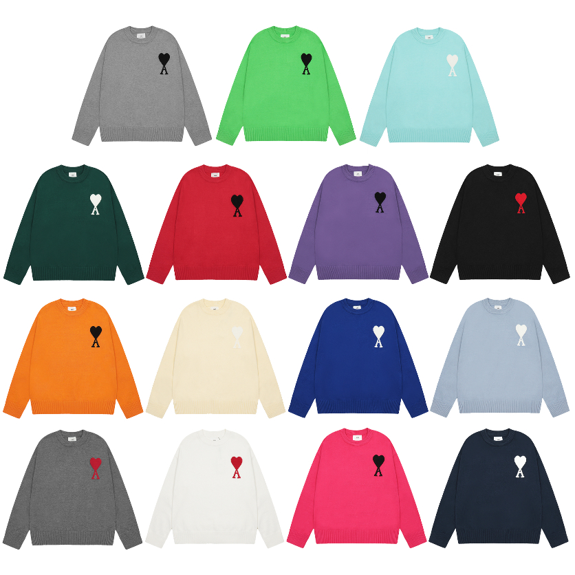 K knitted jacquard heart design craft casual knitted long-sleeved round neck sweater fashion gener