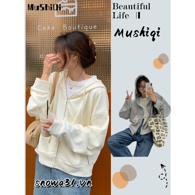 Áo khoác hoodie MUSHIQI ngoại cỡ thường ngày cho nữ