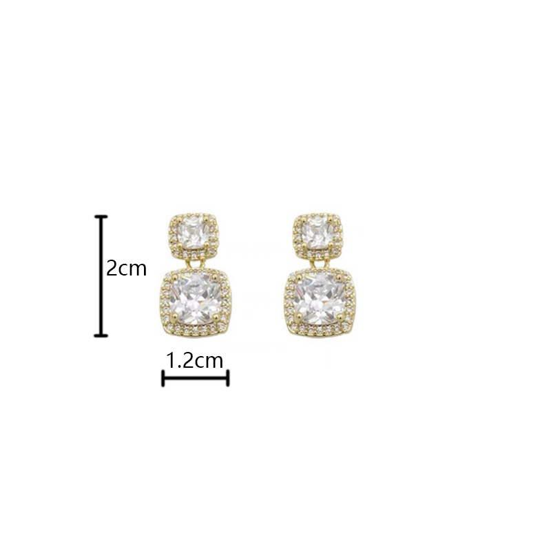 Đôi Bông Tai Hình Vuông Đính Đá Thời Trang Hàn Quốc Cho Nữ