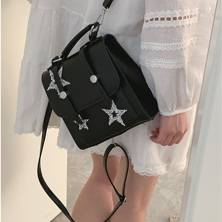 Balo nữ DEERE JACK màu bạc họa tiết ngôi sao thời trang Y2K retro xu hướng đường phố Âu Mỹ phong cách Hàn Quốc