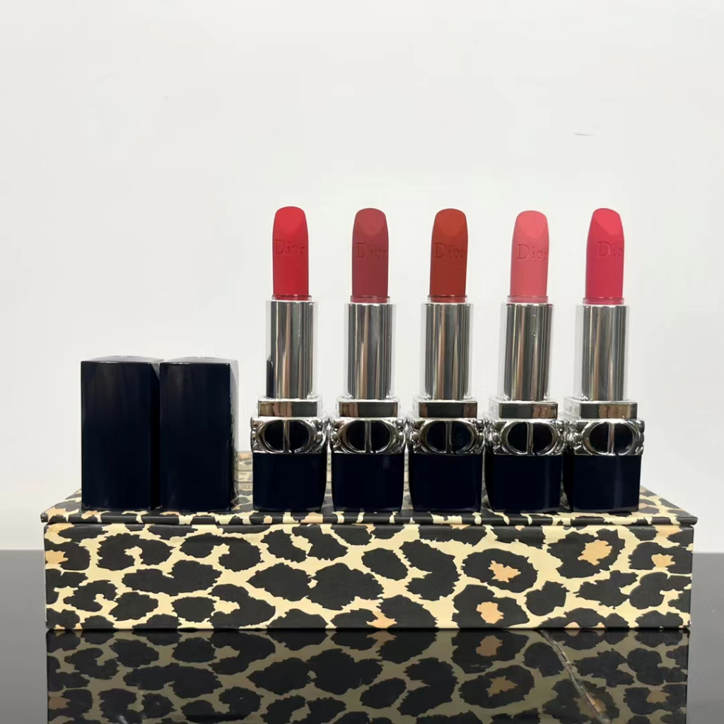 Phong Cách Mới!Dior dior blue gold lipstick sample five-piece set leopard print style tăng cường làn da 999#720#