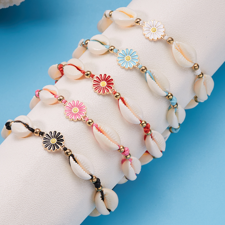 Thời trang bohemian đầy màu sắc vỏ hoa vòng tay handmade daisy charms vòng tay cho phụ nữ quà tặng trang sức bãi biển