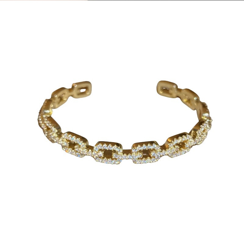 Vòng đeo tay mở chuỗi zircon bằng vàng thật siêu sáng bóng