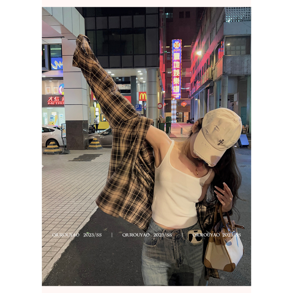 Áo sơ mi XIAOZHAINV dài tay họa tiết kẻ sọc phong cách Hàn Quốc chống nắng thời trang mùa thu dành cho nữ