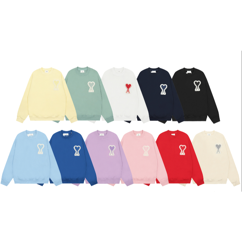 Cổ điển tinh khiết cotton terry vải thêu thiết kế craft long-tay áo cổ tròn áo len thời trang đơn giản unisex