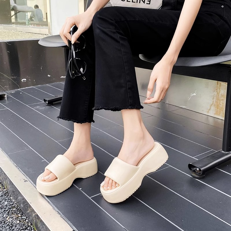 Huaqoo Dép bánh mì guốc dép sandal nữ Màu Sắc Đơn Giản Thoải Mái Cao Gót Chống Trơn Trượt dép đế xuồng 34ZHDLX080706