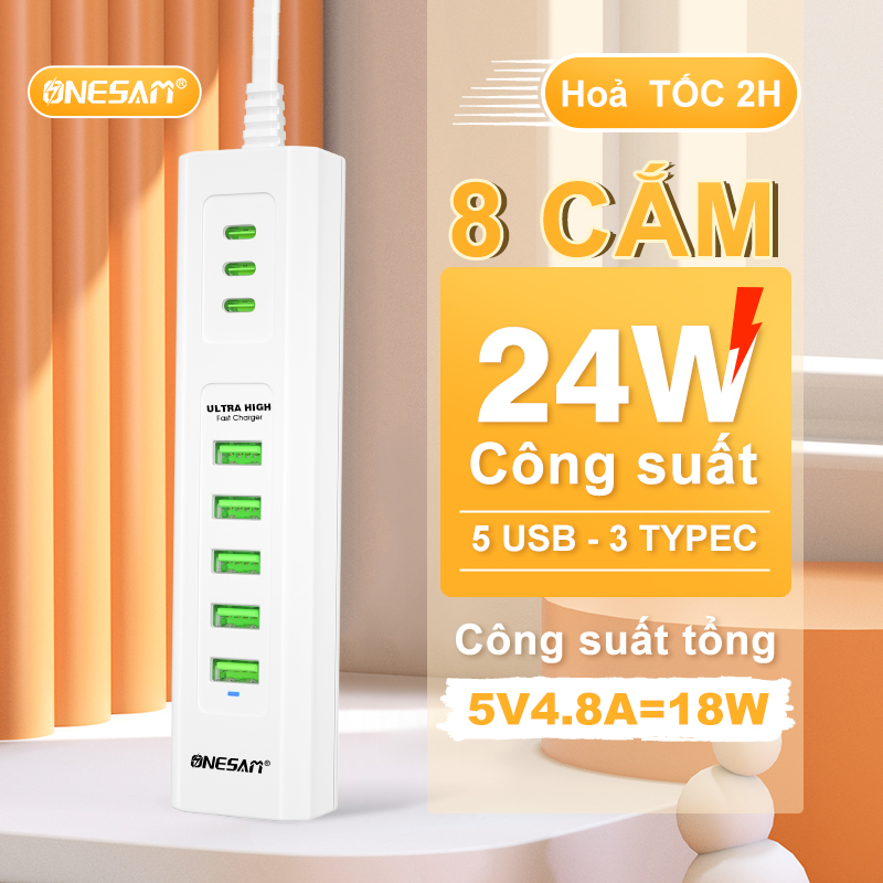 ONESAM Bộ Chia Cổng Hub Usb Hub Type C Cắm điện Trực Tiếp Tiện Dụng đa Chức Năng Nhựa PC Cao Cấp 5v-4.8A Dây Nối Dài 1m
